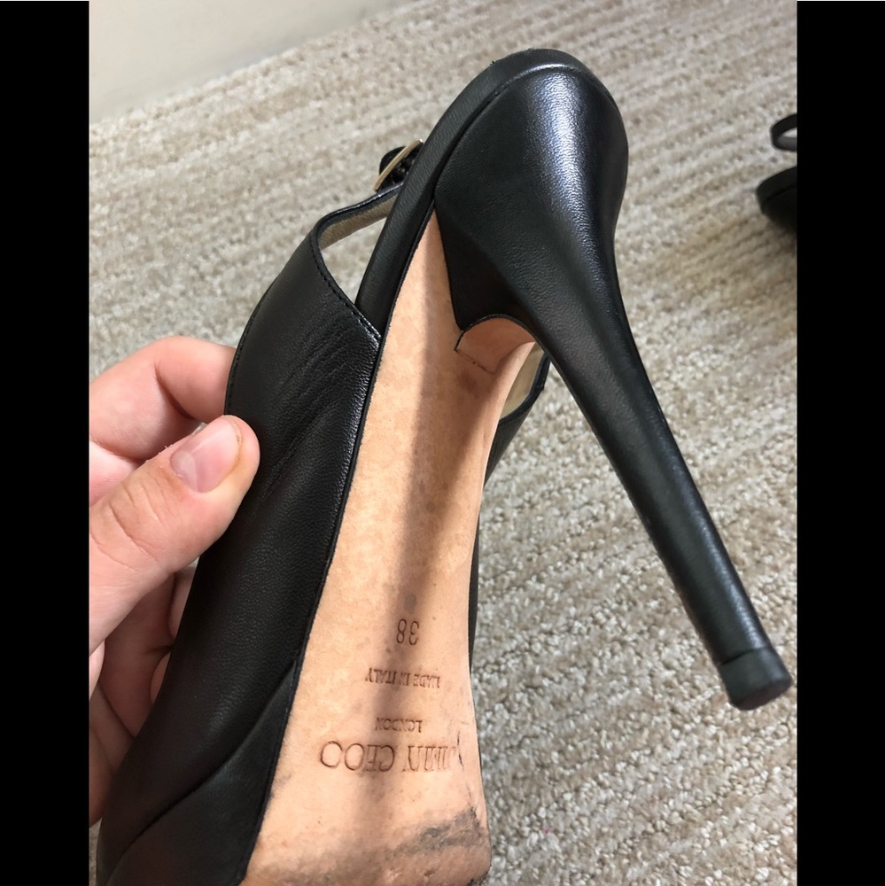 Jimmy Choo Leather Peep-To Slingback Pumps - Picture 6 of 8